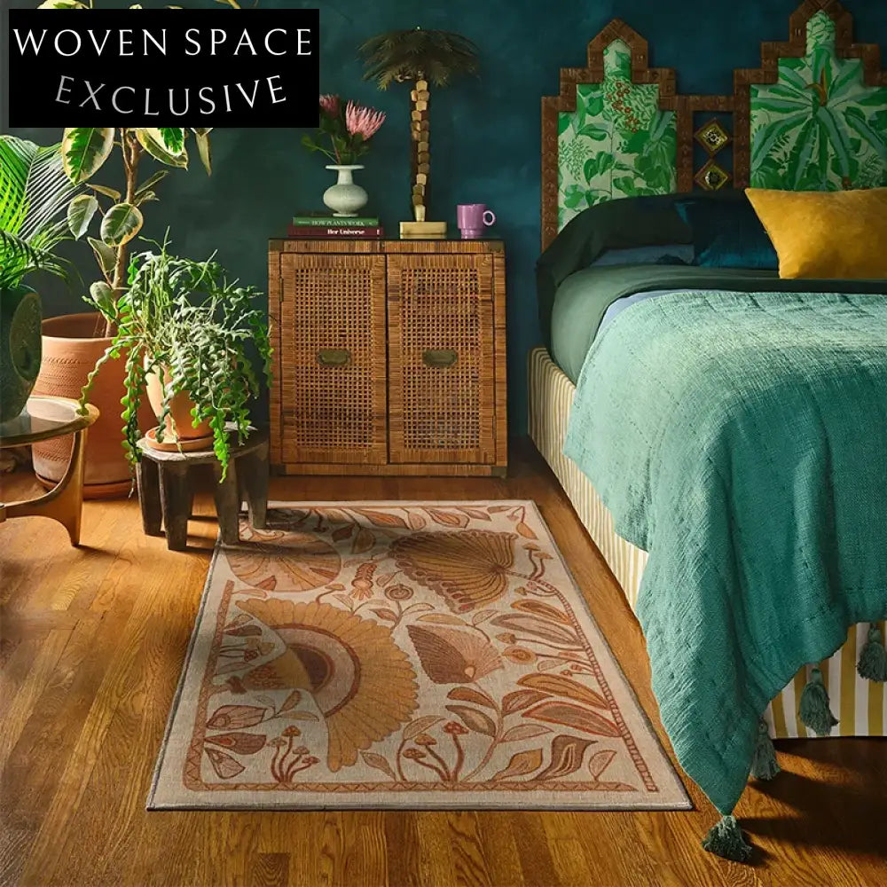 Elegant French Retro Abstract Floral Hand Tufted Polyester Area Rug for Home