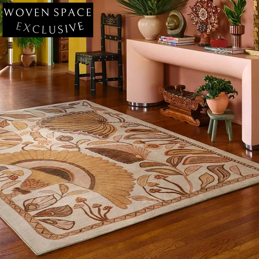 Elegant French Retro Abstract Floral Hand Tufted Polyester Area Rug for Home