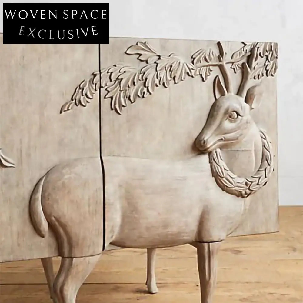 Elegant French Retro Art Solid Wood Cabinet Luxurious Storage Unit