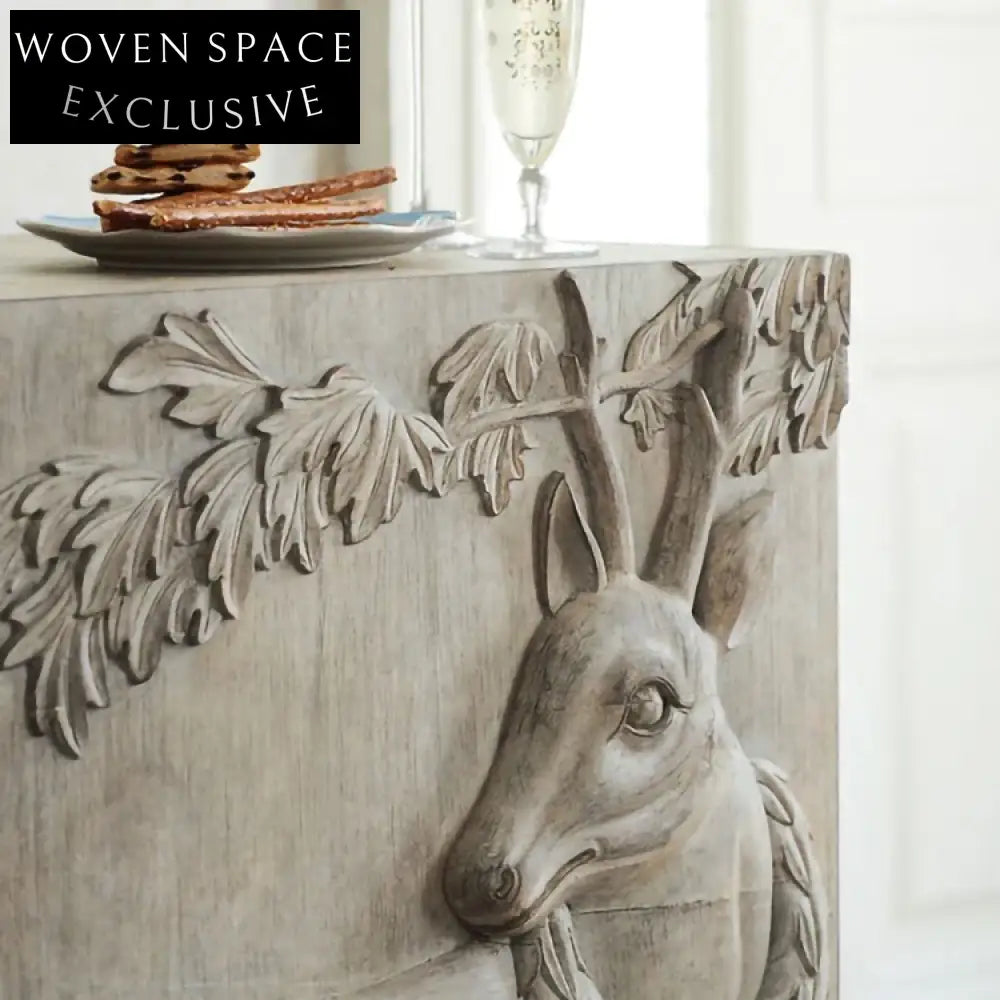 Elegant French Retro Art Solid Wood Cabinet Luxurious Storage Unit