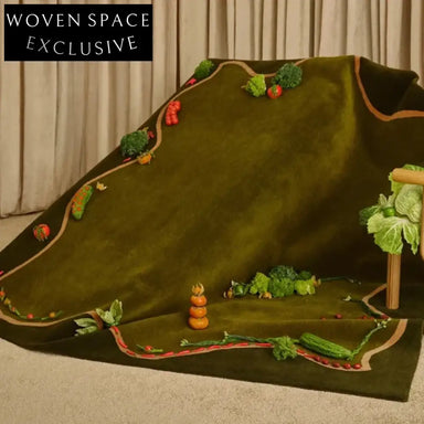 Elegant French Retro Green Geometric Polyester Area Rug for Living Room