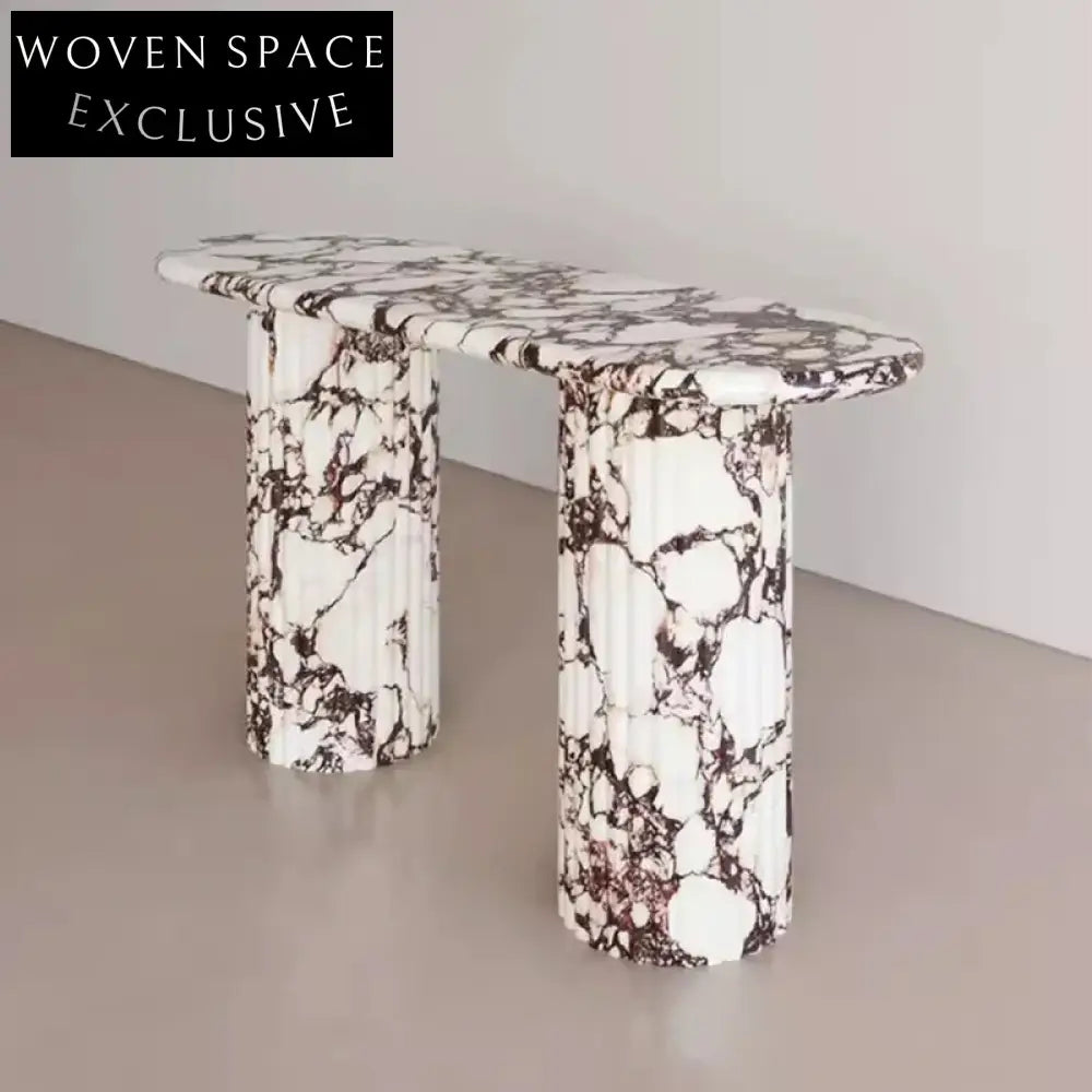 Elegant French Retro Minimalist Calacatta Viola Marble Entrance Console Table