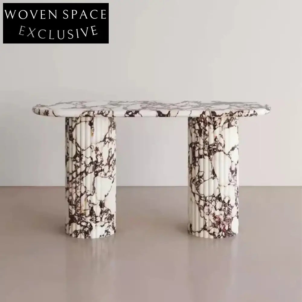 Elegant French Retro Minimalist Calacatta Viola Marble Entrance Console Table
