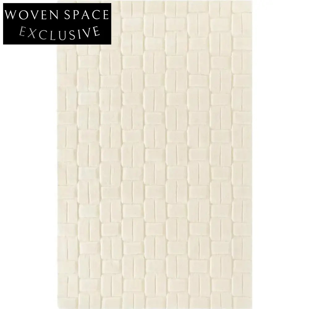 Elegant French Retro Style Three-dimensional Relief Cream Polyester Area Rug