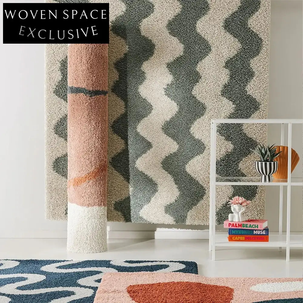 Elegant French Style Cream Living Room Area Rug Handcrafted Polyester Fiber