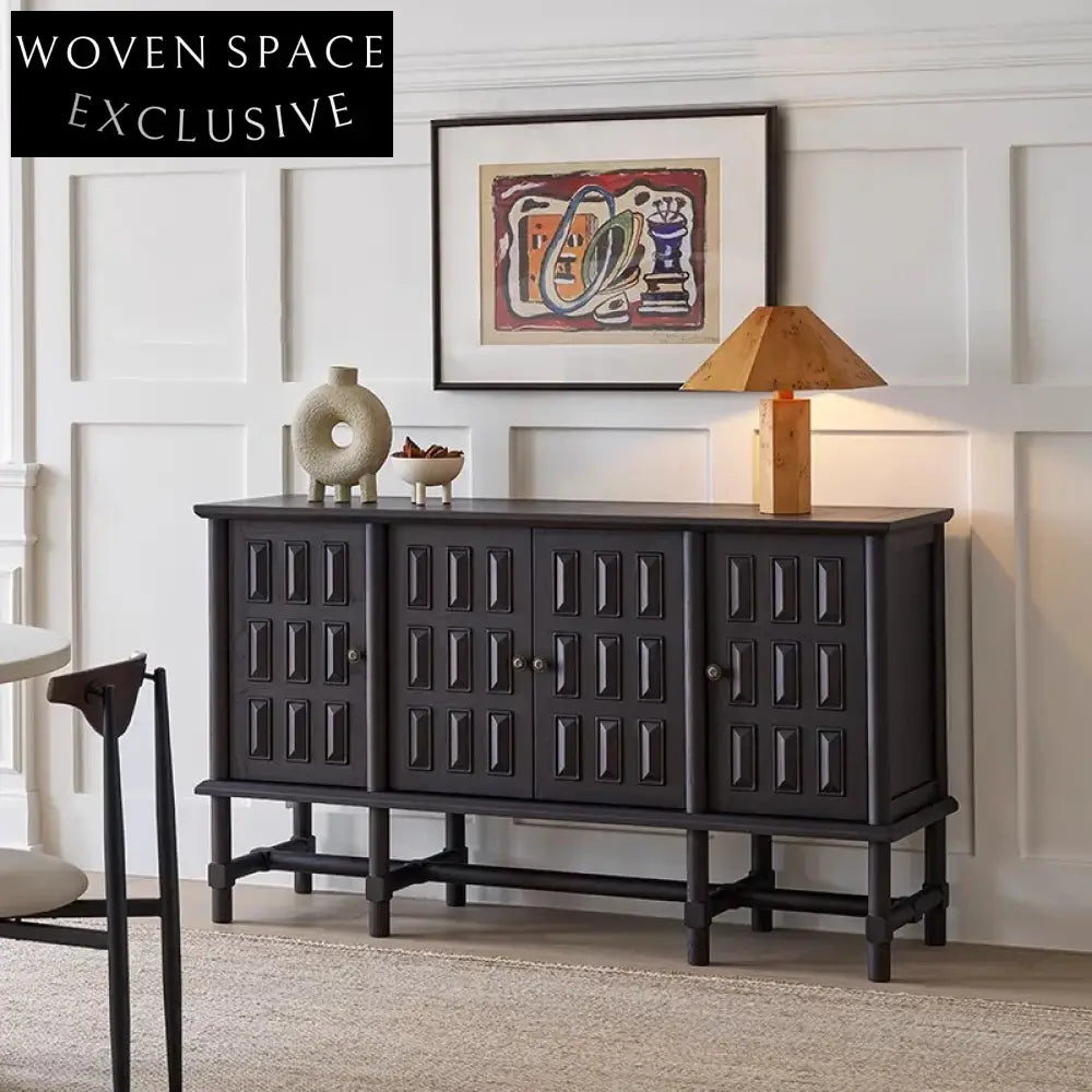 Elegant French Style Solid Ash Wood Multi-Use Storage Cabinet for Living Room