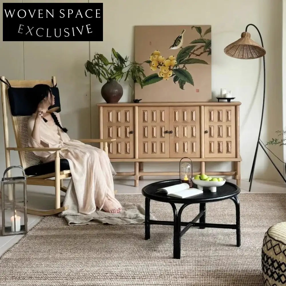 Elegant French Style Solid Ash Wood Multi-Use Storage Cabinet for Living Room