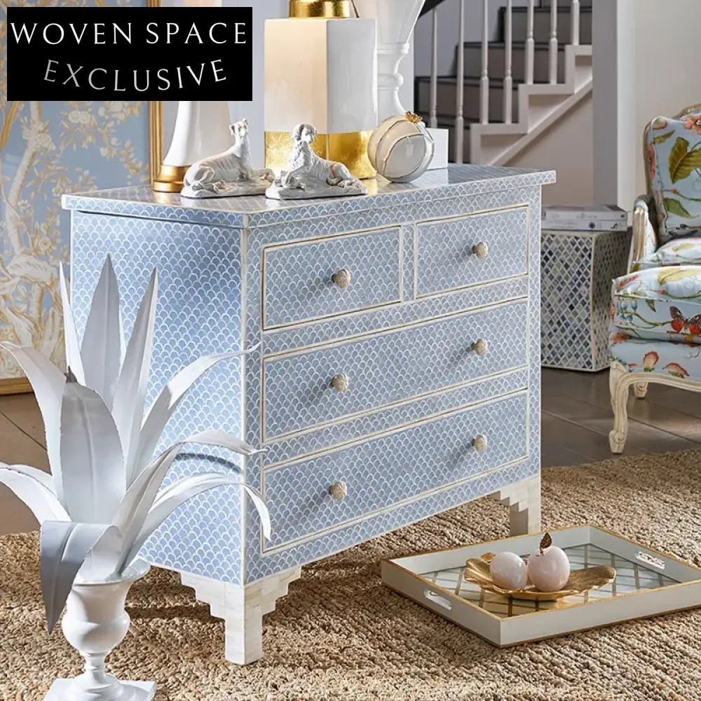 Elegant French Style Solid Wood Symmetrical 4-Drawer Storage Cabinet