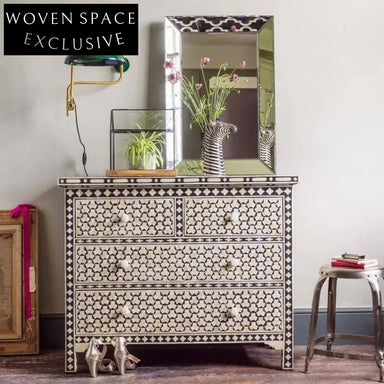 Elegant French Style Solid Wood Symmetrical 4-Drawer Storage Cabinet