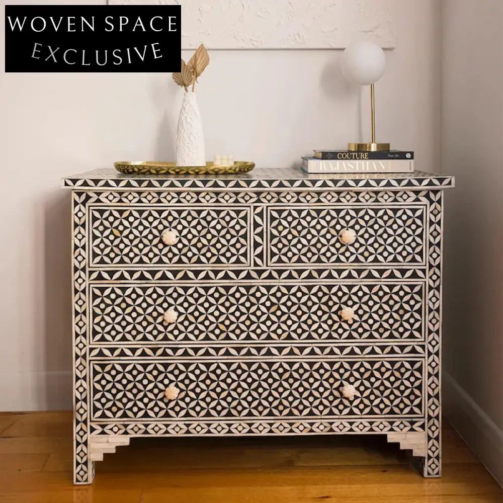Elegant French Style Solid Wood Symmetrical 4-Drawer Storage Cabinet