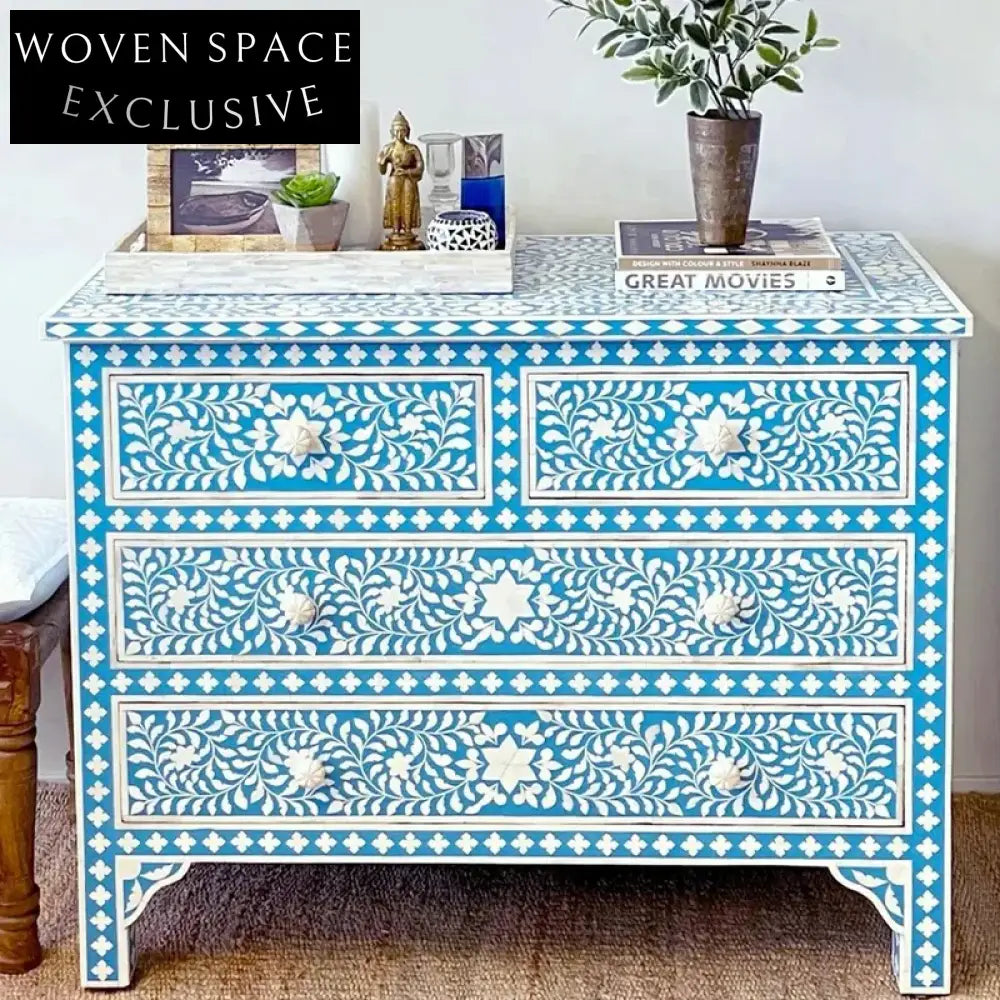 Elegant French Style Solid Wood Symmetrical 4-Drawer Storage Cabinet