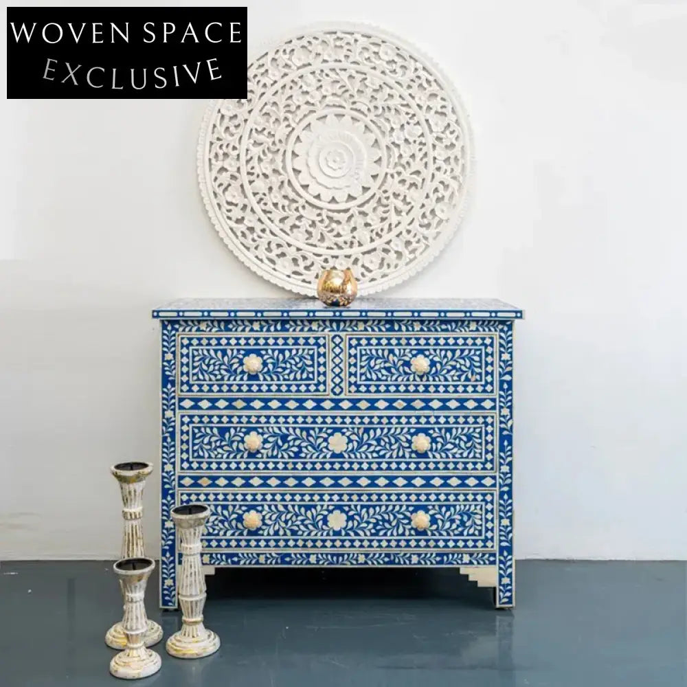 Elegant French Style Solid Wood Symmetrical 4-Drawer Storage Cabinet