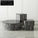 Elegant French Style Tempered Glass Coffee Table, Modern Living Room Accent Furniture