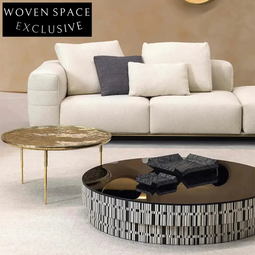 Elegant French Style Tempered Glass Coffee Table, Modern Living Room Accent Furniture