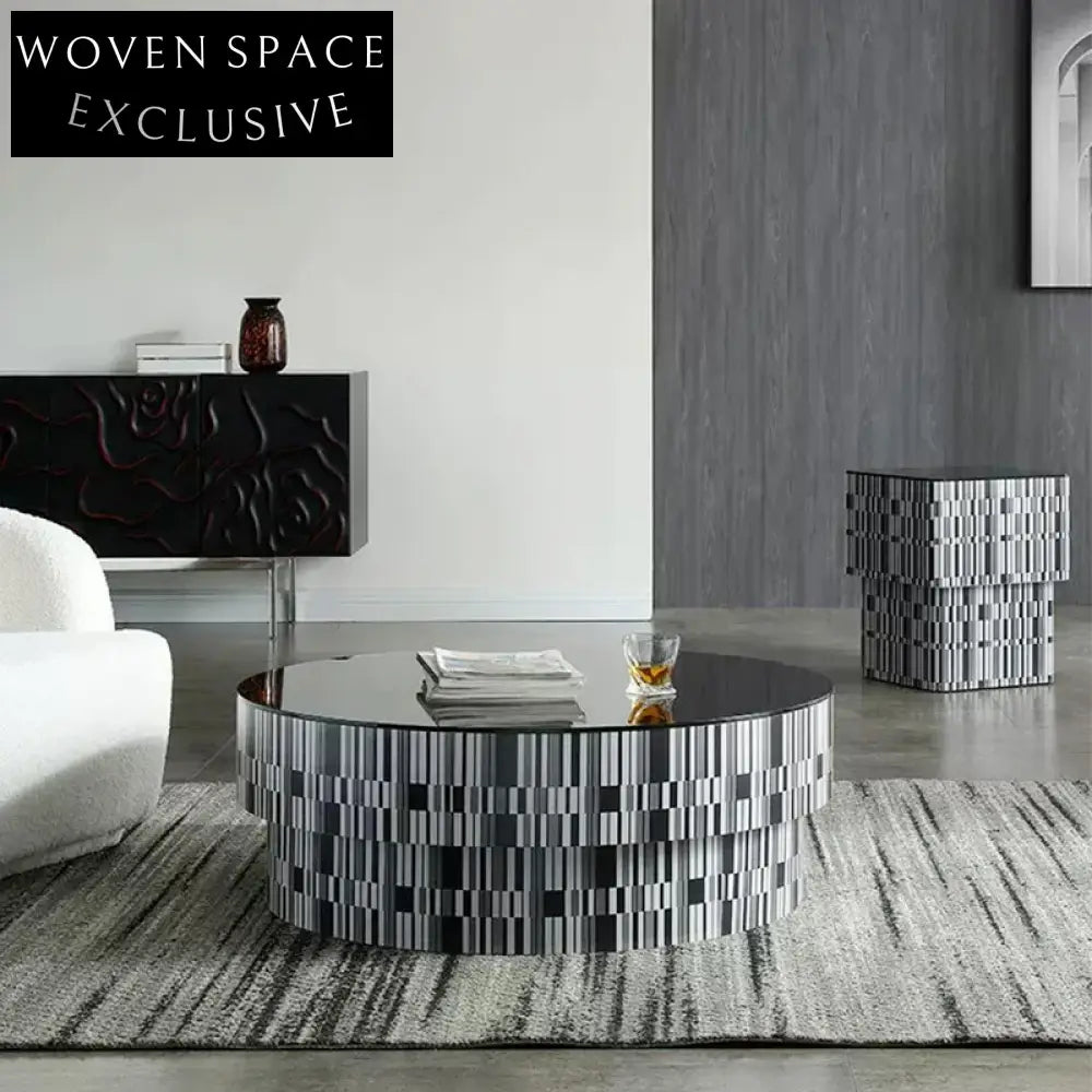 Elegant French Style Tempered Glass Coffee Table, Modern Living Room Accent Furniture