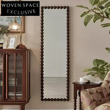 Elegant French Vintage Full Length Floor Mirror with Distressed Wooden Frame