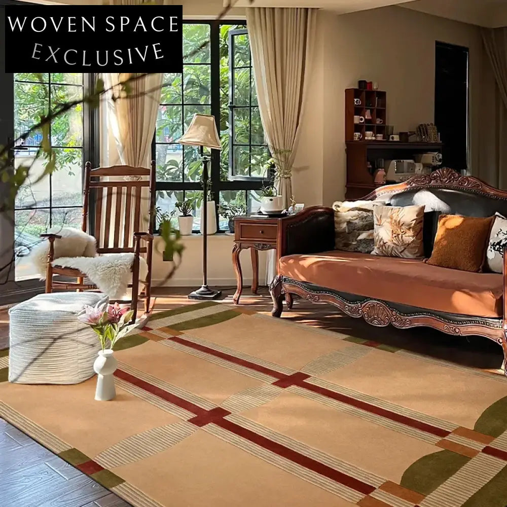 Elegant French Vintage Hand-Tufted Maillard Color Area Rug for Home Decor