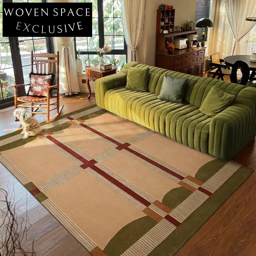 Elegant French Vintage Hand-Tufted Maillard Color Area Rug for Home Decor