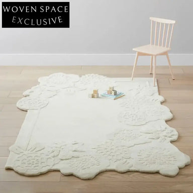 Elegant French Vintage Irregular Wool Area Rug - 3D Embossed Floral Carpet