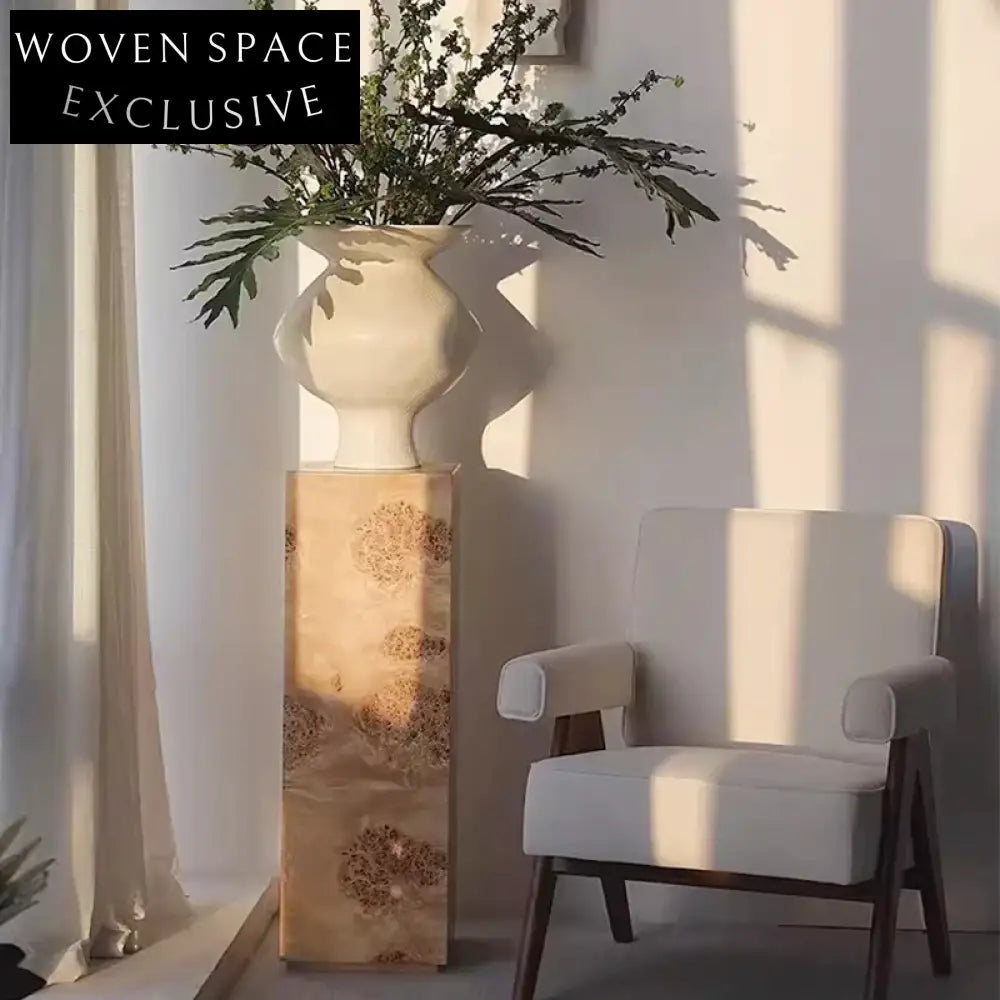 Elegant French Vintage Mappa Burl Wood Sculpture Display Pedestal