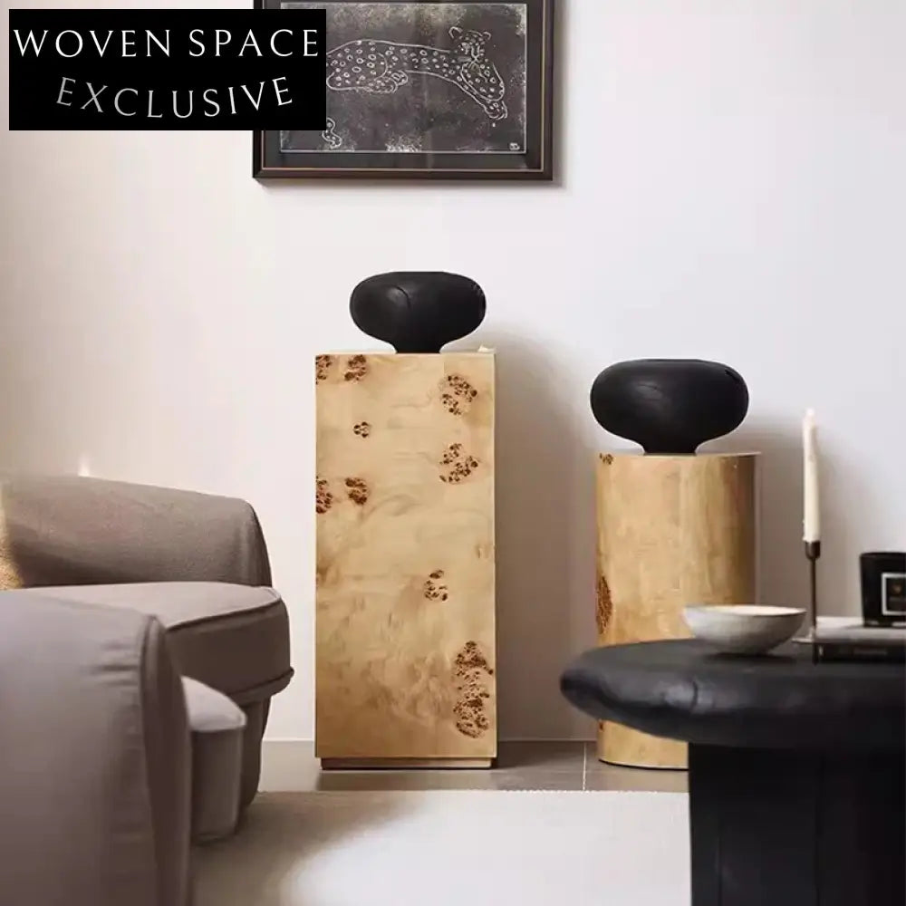 Elegant French Vintage Mappa Burl Wood Sculpture Display Pedestal