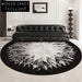 Elegant French Vintage Round Area Rug: Soft Polyester, Abstract Geometric Pattern