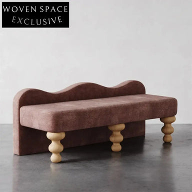 Elegant French Vintage Style Ash Wood Bedroom Storage Bench with Chenille Upholstery