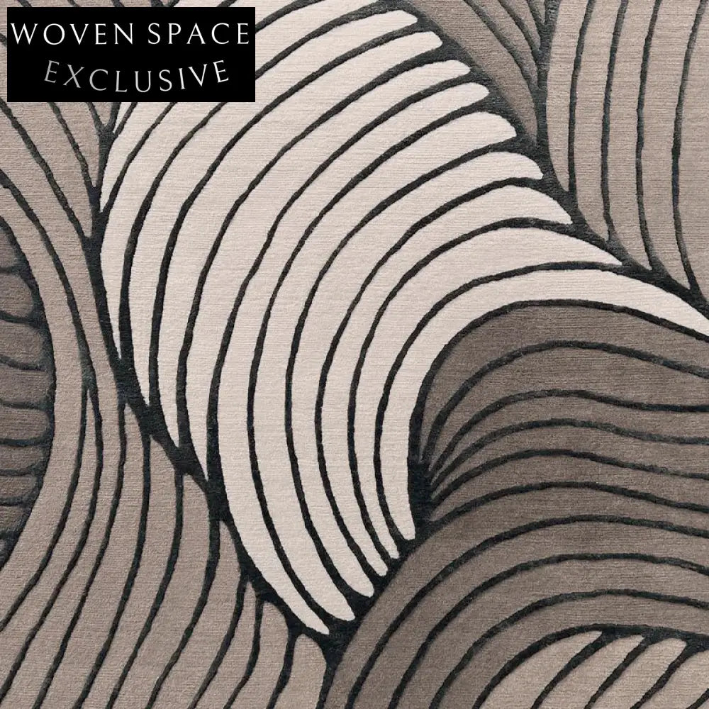 Elegant French Vintage Wool Silk Hand-Tufted Abstract Coffee Table Rug