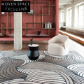 Elegant French Vintage Wool Silk Hand-Tufted Abstract Coffee Table Rug