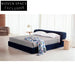 Elegant French White Velvet King Platform Bed with Storage