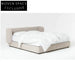 Elegant French White Velvet King Platform Bed with Storage