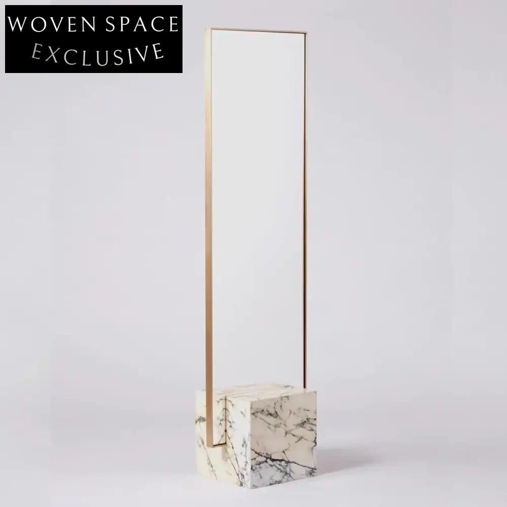 Elegant Full-Length Marble Frame Floor Standing Art Deco Design Mirror