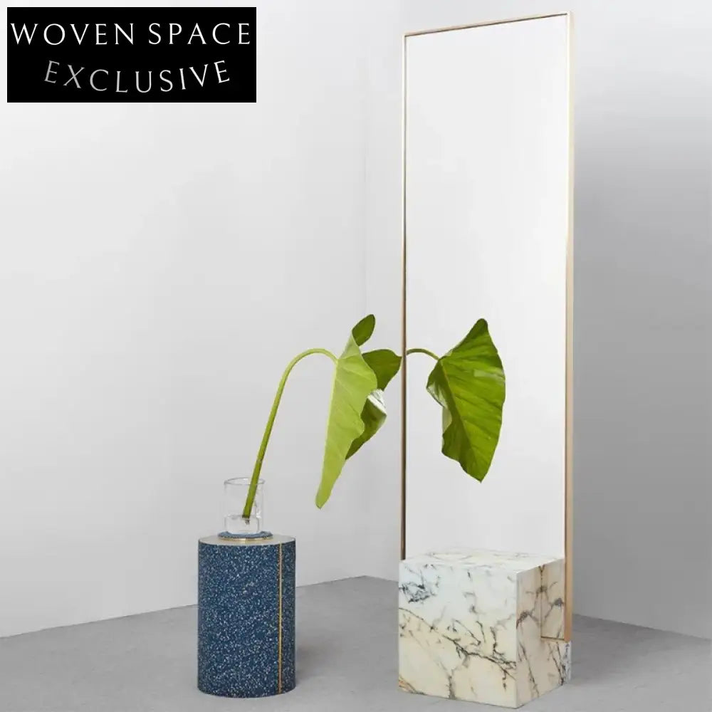 Elegant Full-Length Marble Frame Floor Standing Art Deco Design Mirror