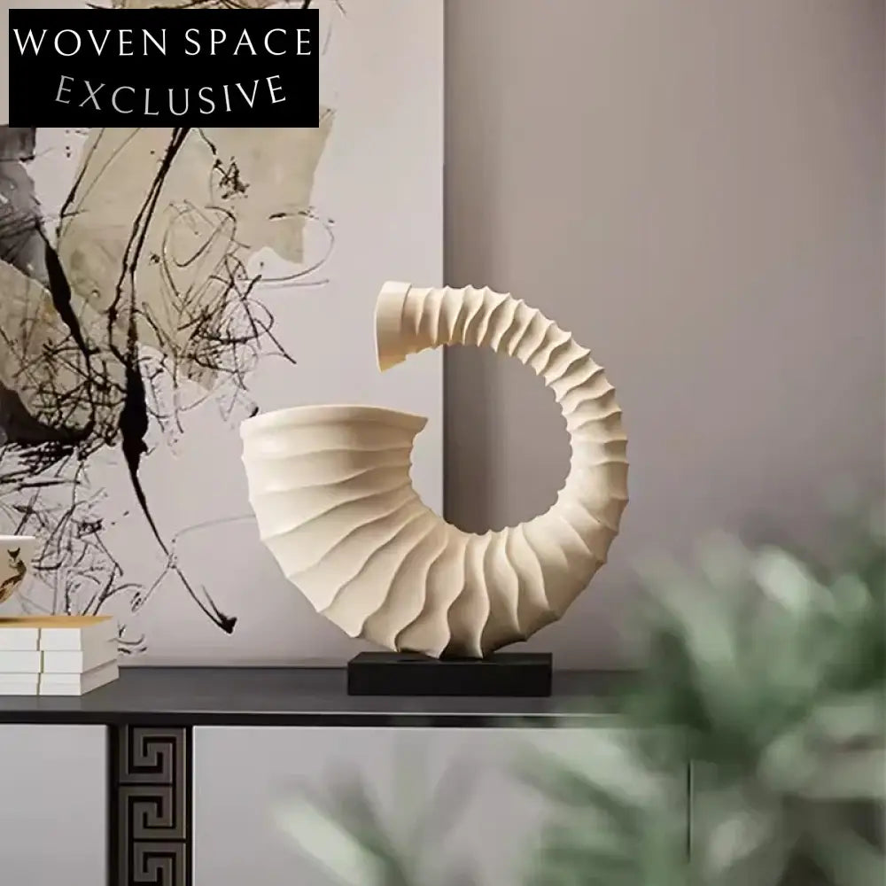 Elegant Geometric Conch Shell Resin Table Sculpture for Modern Home Office Decor