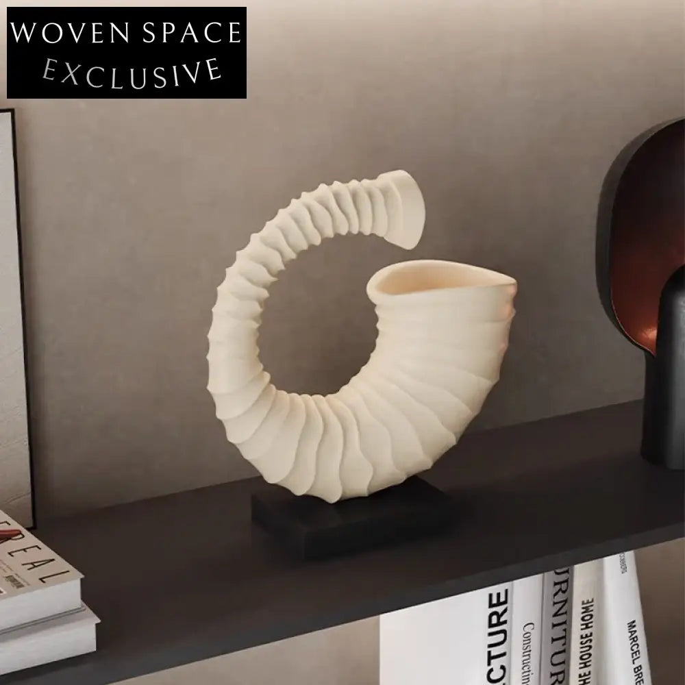 Elegant Geometric Conch Shell Resin Table Sculpture for Modern Home Office Decor
