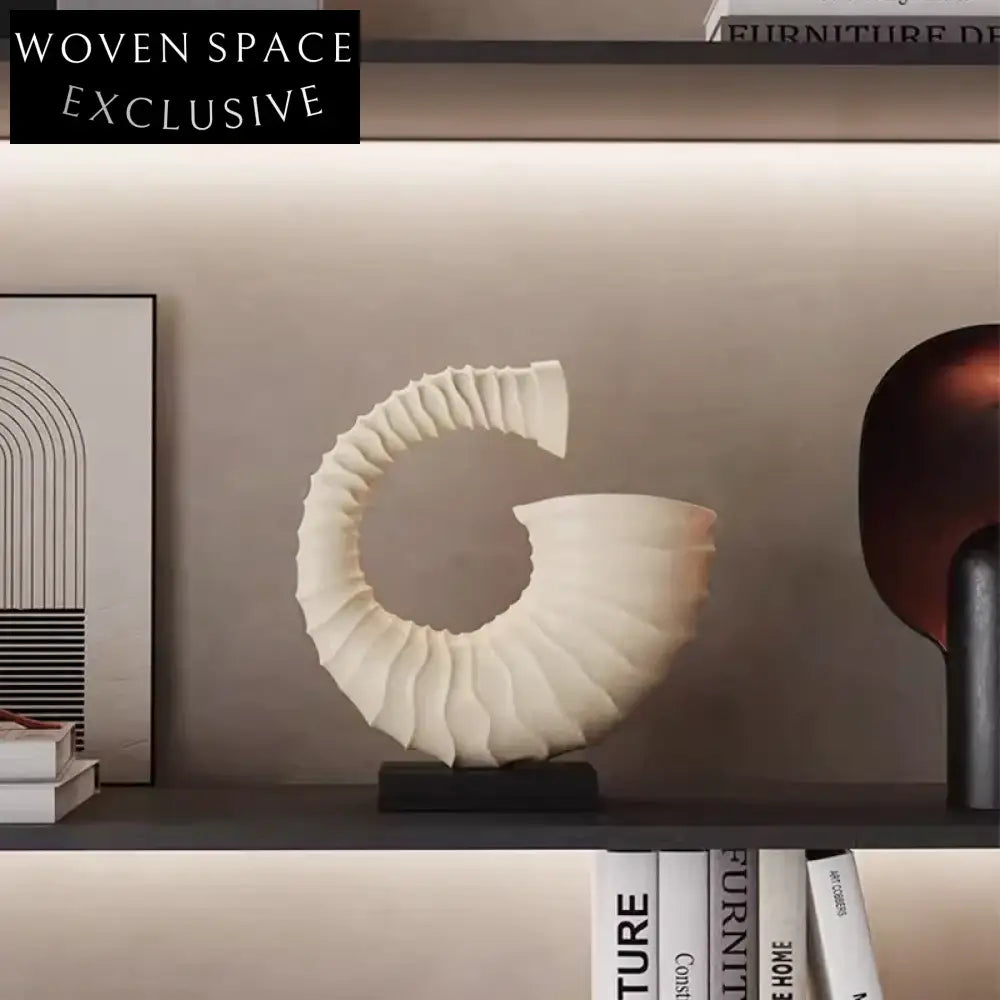 Elegant Geometric Conch Shell Resin Table Sculpture for Modern Home Office Decor