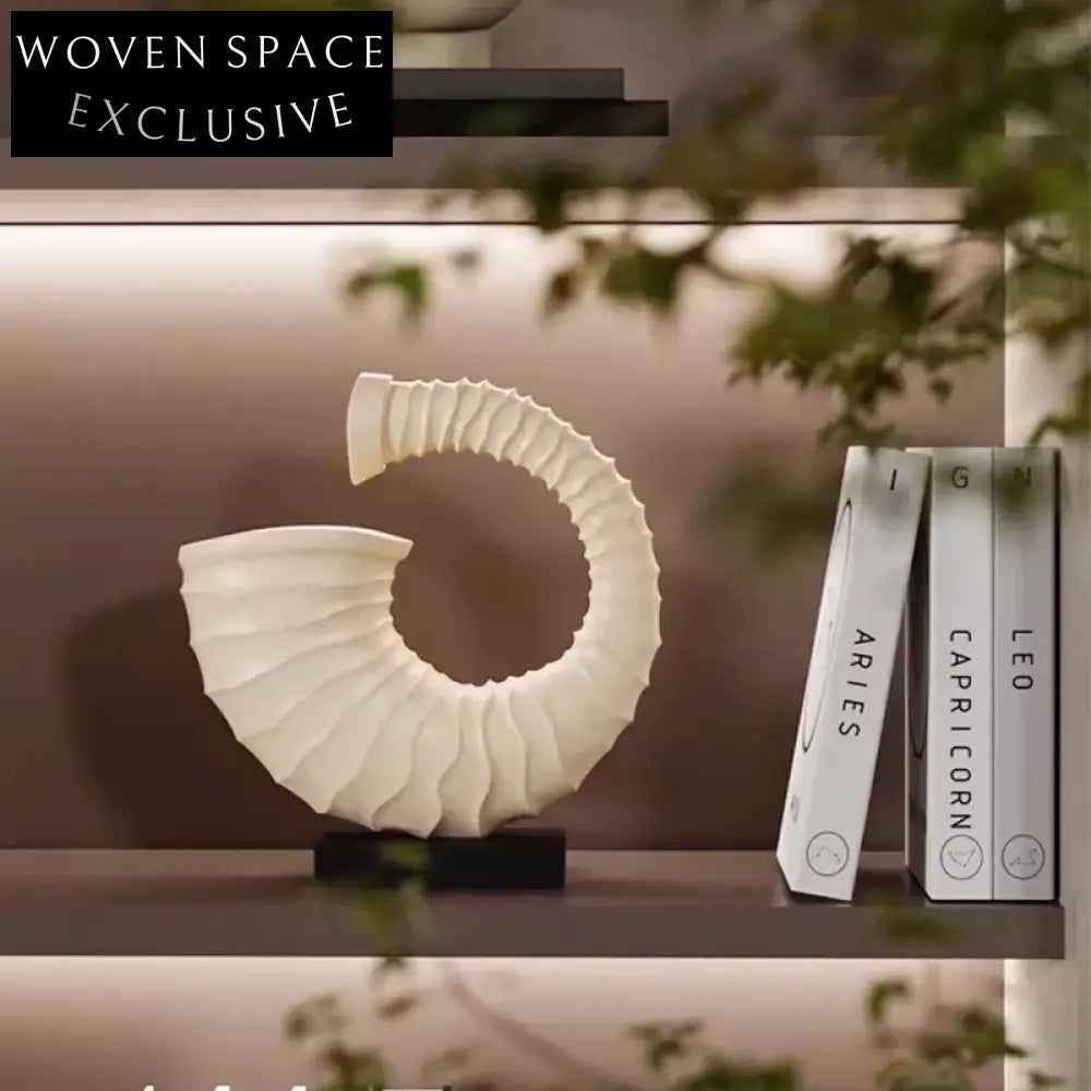 Elegant Geometric Conch Shell Resin Table Sculpture for Modern Home Office Decor