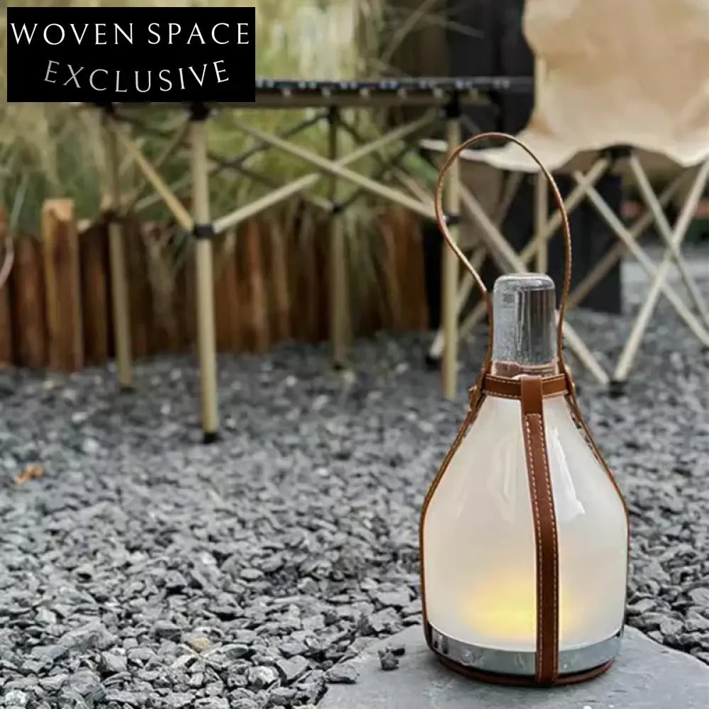 Elegant Glass Bottle LED Lamp, Leather Base for Modern Home Decor