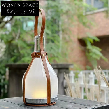 Elegant Glass Bottle LED Lamp, Leather Base for Modern Home Decor