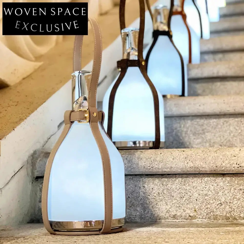 Elegant Glass Bottle LED Lamp, Leather Base for Modern Home Decor