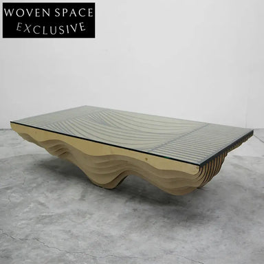 Elegant Glass Coffee Table with Solid Wood Frame for Living Rooms