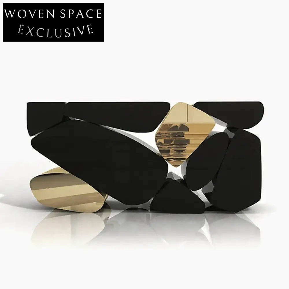 Elegant Gold and Black Modern Stainless Steel Entryway Console Table