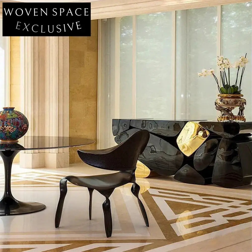 Elegant Gold and Black Modern Stainless Steel Entryway Console Table
