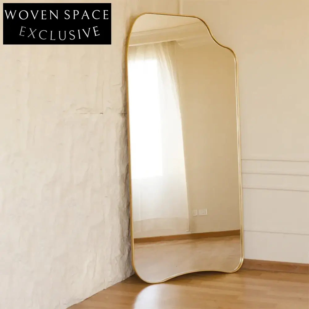 Elegant Gold Frame Full-Length Floor Mirror for Modern Dressing Room Decor