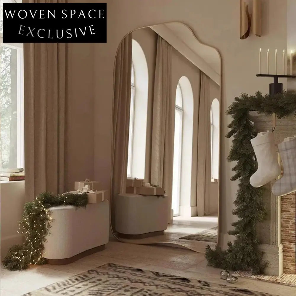 Elegant Gold Frame Full-Length Floor Mirror for Modern Dressing Room Decor