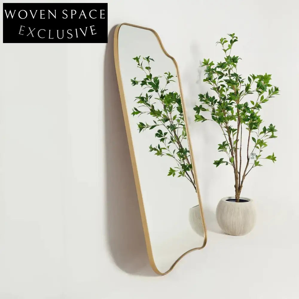 Elegant Gold Frame Full-Length Floor Mirror for Modern Dressing Room Decor