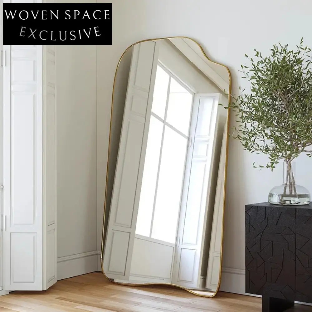 Elegant Gold Frame Full-Length Floor Mirror for Modern Dressing Room Decor