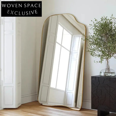 Elegant Gold Frame Full-Length Floor Mirror for Modern Dressing Room Decor