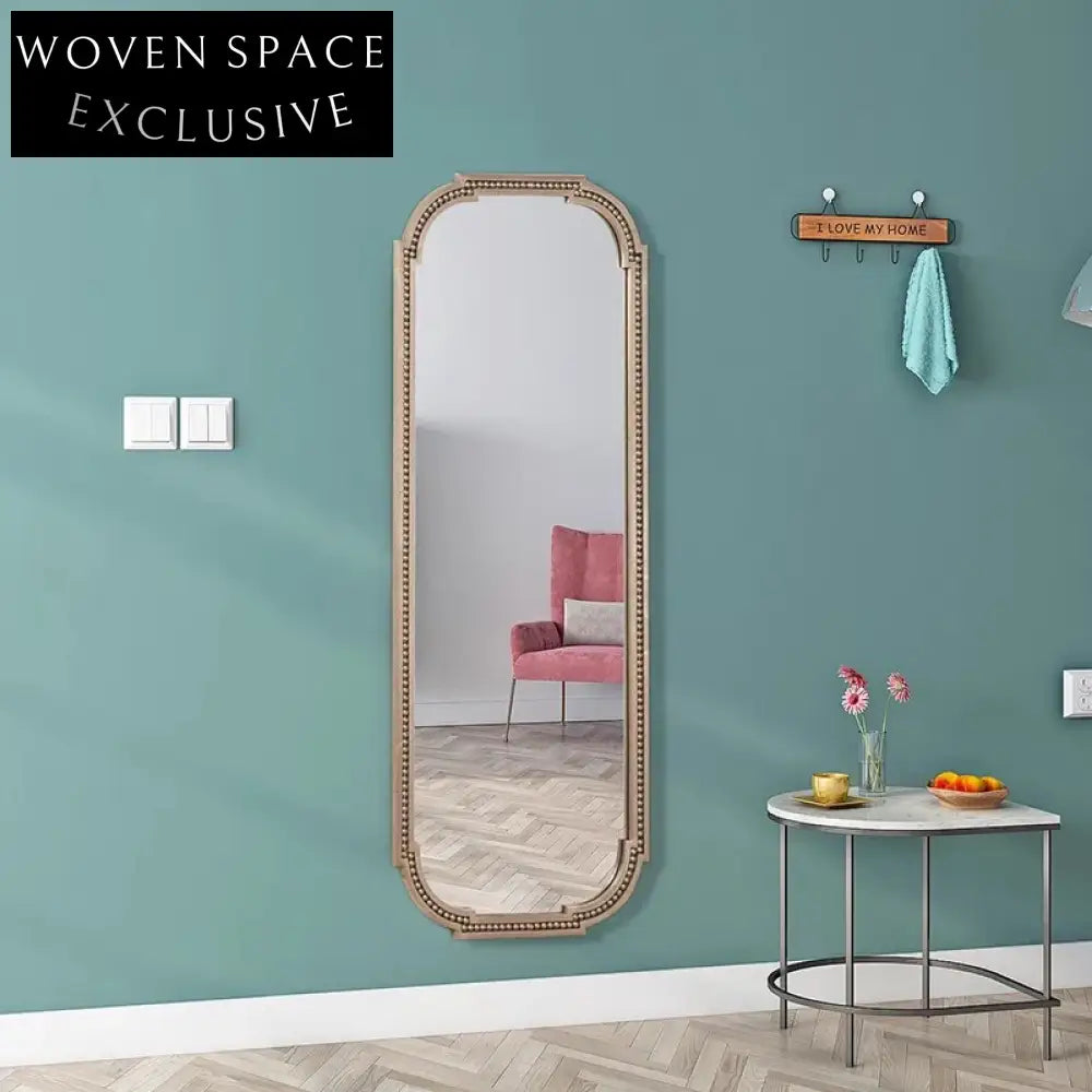 Elegant Gold Full-Length Floor Standing Dressing Room Mirror