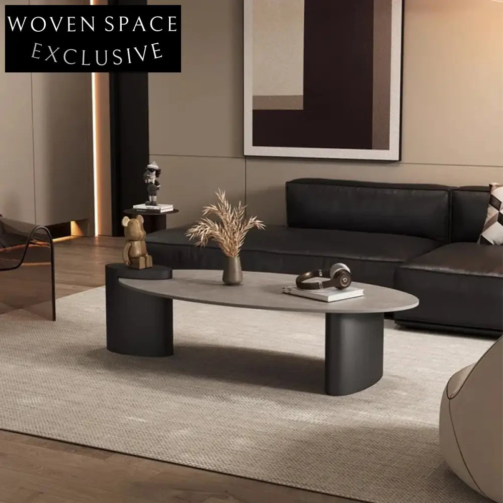 Elegant Gold Marble Oval Coffee Table Set for Living Room, Modern Design